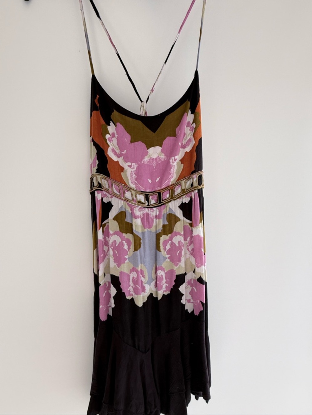 Free People Floral Slip Dress in Black, Pink and Olive